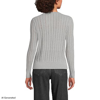 Women's Lands' End Cotton Pointelle Modern Cardigan Sweater