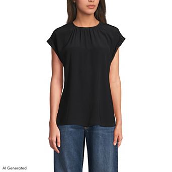 Women's Lands' End Crepe Popover Top