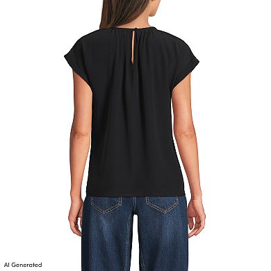 Women's Lands' End Crepe Popover Top