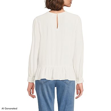 Women's Lands' End Crepe Pintuck Peplum Top