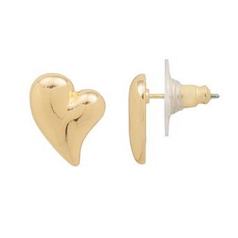 LC Lauren Conrad Gold Tone Puff Heart Stud Earrings