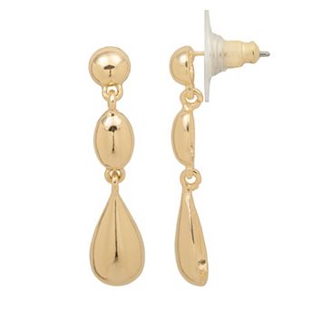 LC Lauren Conrad Gold Tone Sculptural Metal Drop Earrings