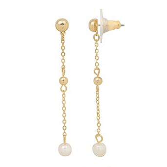 LC Lauren Conrad Gold Tone Simulated Pearl & Metal Soft Swing Drop Earrings