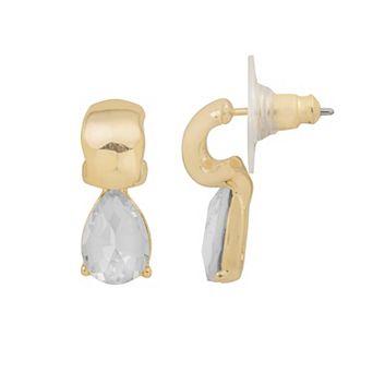 LC Lauren Conrad Gold Tone Crystal Teardrop Earrings