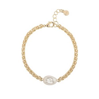LC Lauren Conrad Gold Tone Byzantine Chain & Simulated Pearl Bracelet