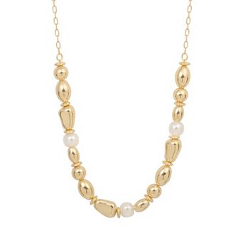 LC Lauren Conrad Gold Tone Modern Elegance Simulated Pearl Statement Necklace