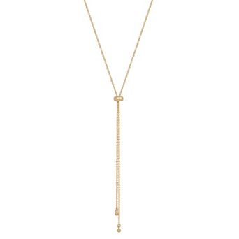LC Lauren Conrad Gold Tone Modern Lariat Necklace With Bead Accents