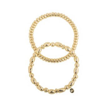 LC Lauren Conrad Gold Tone 2 pc Beaded Stretch Bracelet Set