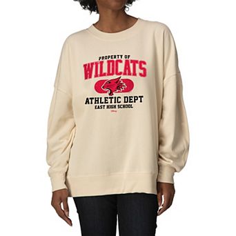 Women's Disney's High School Musical Property Of Wildcats Oversized Fleece Crew Sweatshirt