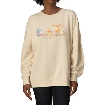 Women's Disney's Winnie The Pooh & Friends Oversized Fleece Crew Sweatshirt