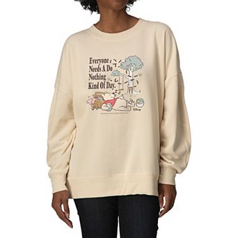 Women's Disney's Winnie The Pooh Oversized Fleece Crew Sweatshirt