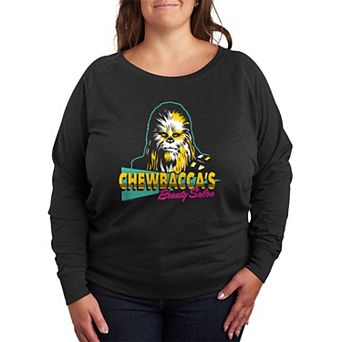 Plus Size Star Wars Chewbacca's Beauty Salon French Terry Long Sleeve Tee