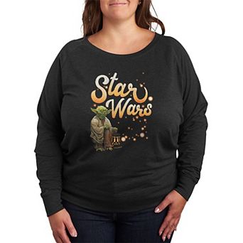 Plus Size Star Wars Yoda Fireflies French Terry Long Sleeve Tee