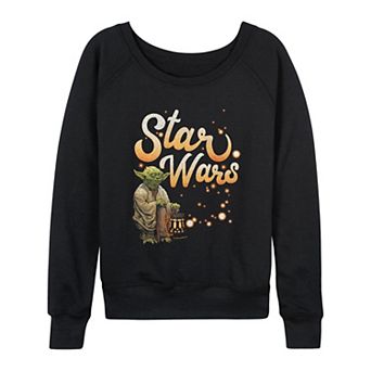 Women's Star Wars Yoda Fireflies French Terry Long Sleeve Tee