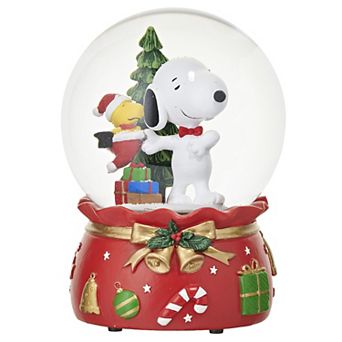 Roman Peanuts Snoopy & Woodstock Musical Glitterdome Snow Globe Table Decor
