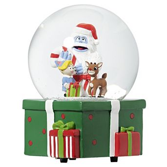 Roman 6.5-inch Musical Rotating Rudolph Dome Snow Globe Table Decor