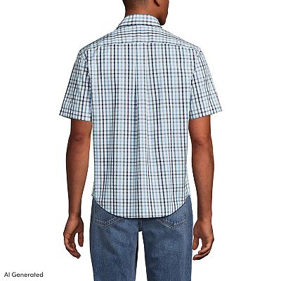 lands end men's short sleeve dress shirts School Uniform Men's Supima Short Sleeve Button Front Shirt