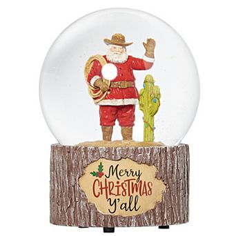 Roman Musical Cowboy Santa Snow Globe Table Decor