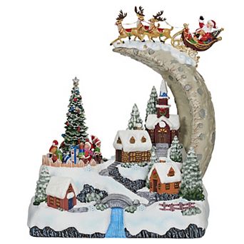 Musical Santa Over Moon LED Christmas Table Decor