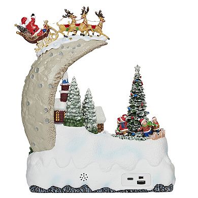 Musical Santa Over Moon LED Christmas Table Decor