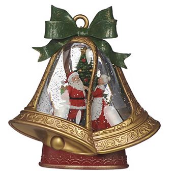 Roman 10-inch Lighted Bell Shape Mr. & Mrs. Claus Table Decor