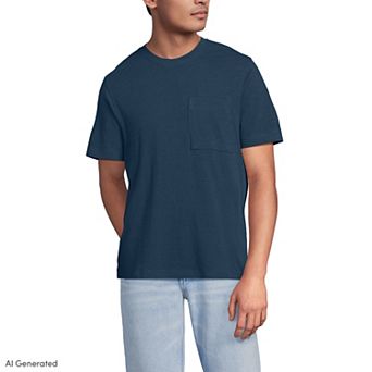 Big & Tall Lands' End Short Sleeve Cotton Linen Tee