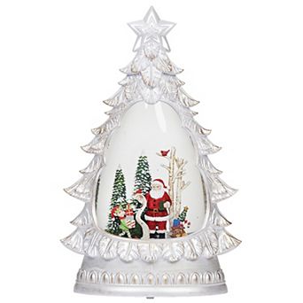 Roman 12-inch Lighted Swirl Tree With Santa Table Decor
