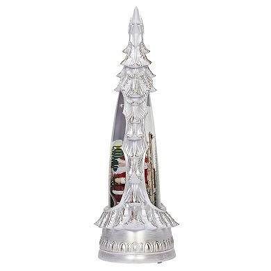 Roman 12-inch Lighted Swirl Tree With Santa Table Decor