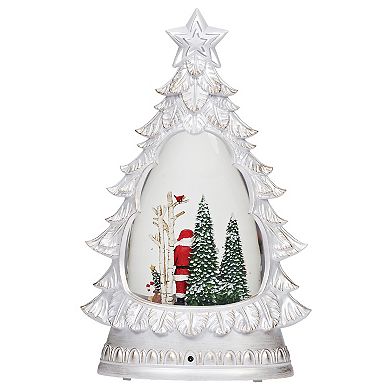 Roman 12-inch Lighted Swirl Tree With Santa Table Decor