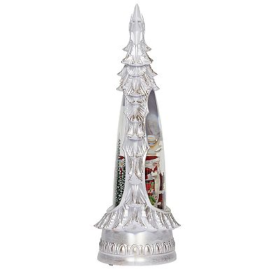 Roman 12-inch Lighted Swirl Tree With Santa Table Decor