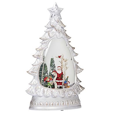 Roman 12-inch Lighted Swirl Tree With Santa Table Decor