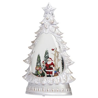 Roman 12-inch Lighted Swirl Tree With Santa Table Decor