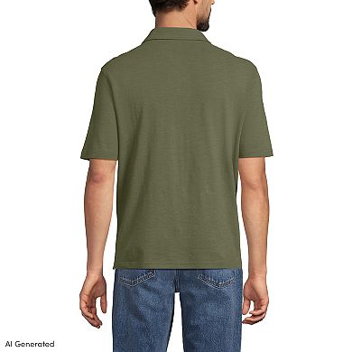 Big & Tall Lands' End Short Sleeve Cotton Linen Polo