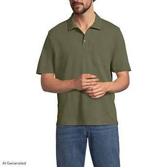 Big & Tall Lands' End Short Sleeve Cotton Linen Polo