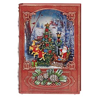 Roman Lighted Swirl Book with Santa Table Decor
