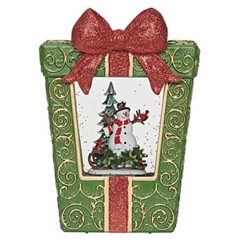 Roman Lighted Present Snowman & Cardinal Table Decor