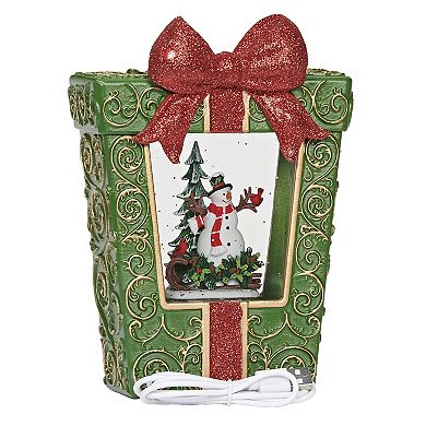 Roman Lighted Present Snowman & Cardinal Table Decor