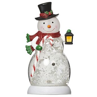 Roman 9-inch Lighted Swirl Snowman Rotates Inside Table Decor