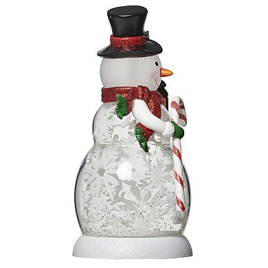 Roman 9-inch Lighted Swirl Snowman Rotates Inside Table Decor