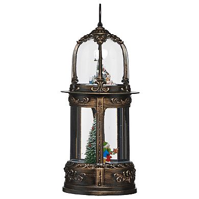 Roman 13-inch Lighted Scene Rotating Santa Town Table Decor