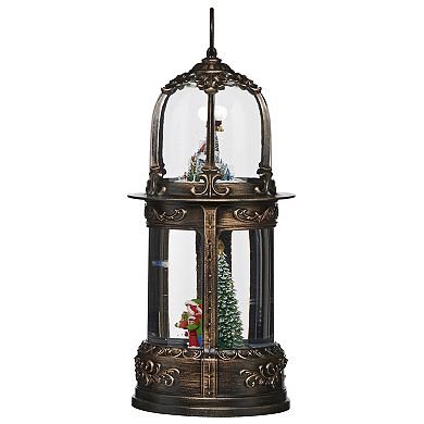 Roman 13-inch Lighted Scene Rotating Santa Town Table Decor