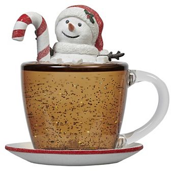 Roman Lighted Snowman Cocoa Mug Table Decor