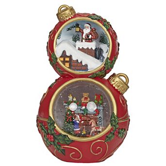 Roman 12.5-inch Lighted Musical Stacked Ornaments Table Decor
