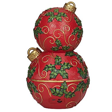 Roman 12.5-inch Lighted Musical Stacked Ornaments Table Decor