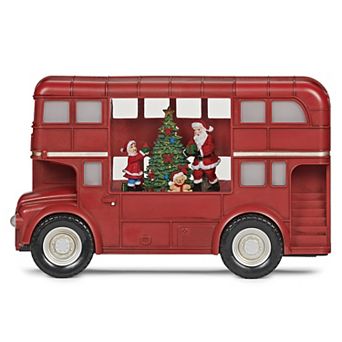 Roman Lighted Swirl Bus with Santa Table Decor