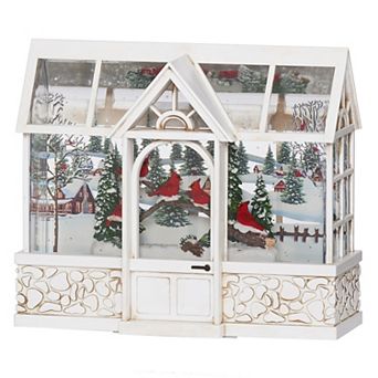 Roman 7.75-inch LED Swirl Cardinals Greenhouse Table Decor