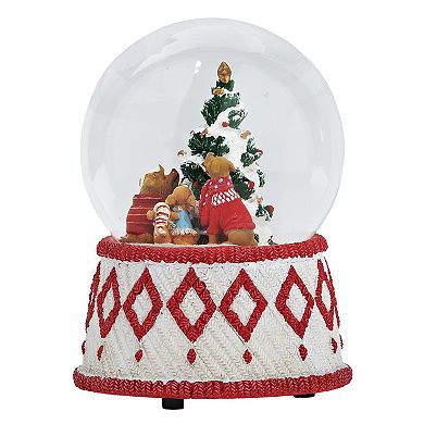 Roman 6-inch Musical Dogs Around Tree Dome Snow Globe Table Decor