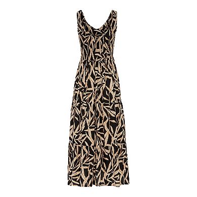 Lascana Women's Smocked V-Neck Maxi Dress