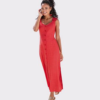 Lascana Women's Button Detail Maxi Dress
