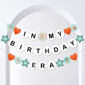 The Life of a Birthday Girl Banner, Orange & Green In My Birthday Era Friendship Bracelet, 28 pc